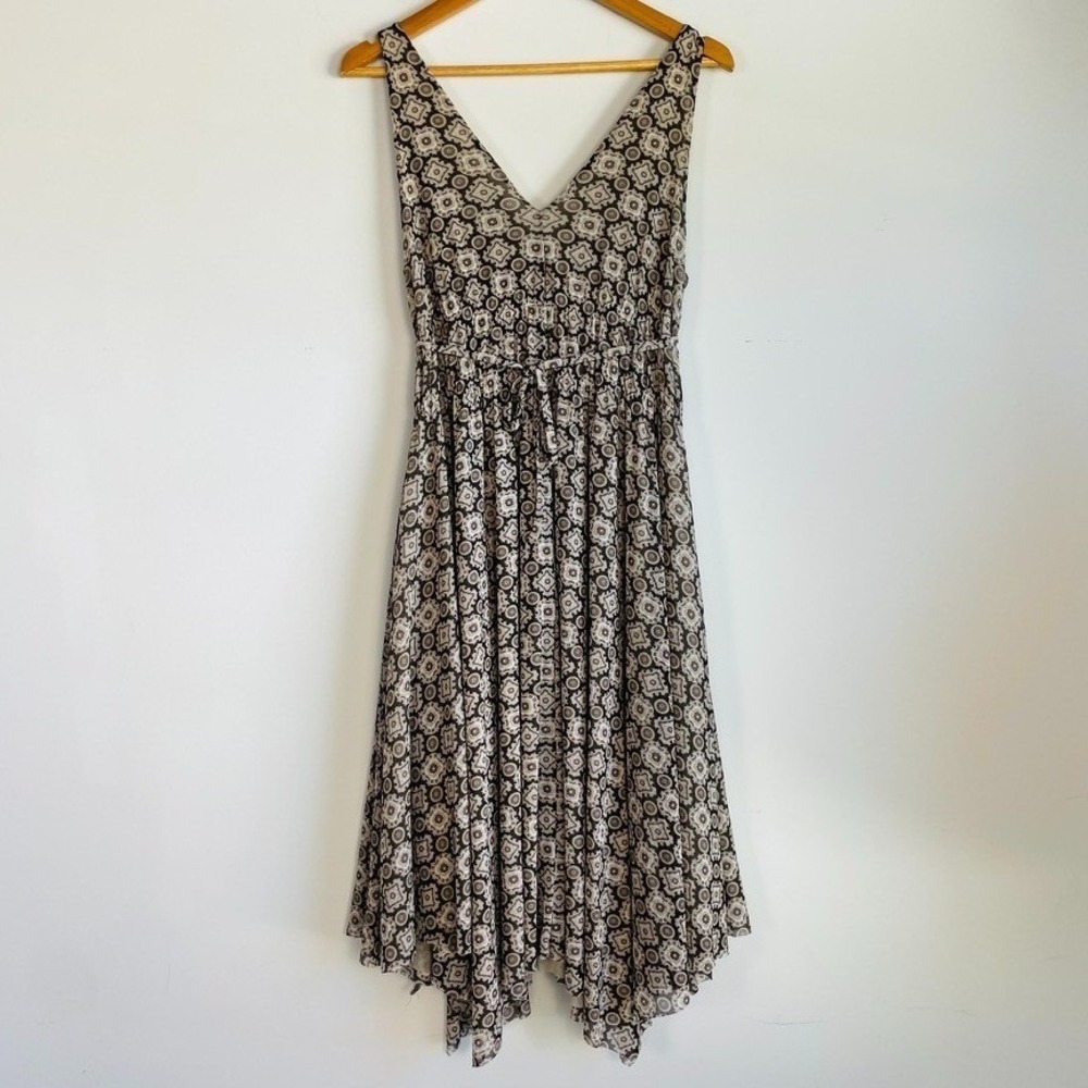 Michael‎ Kors Babydoll Mesh Overlay Midi Dress Large Boho Asymmetrical - Picture 5 of 8